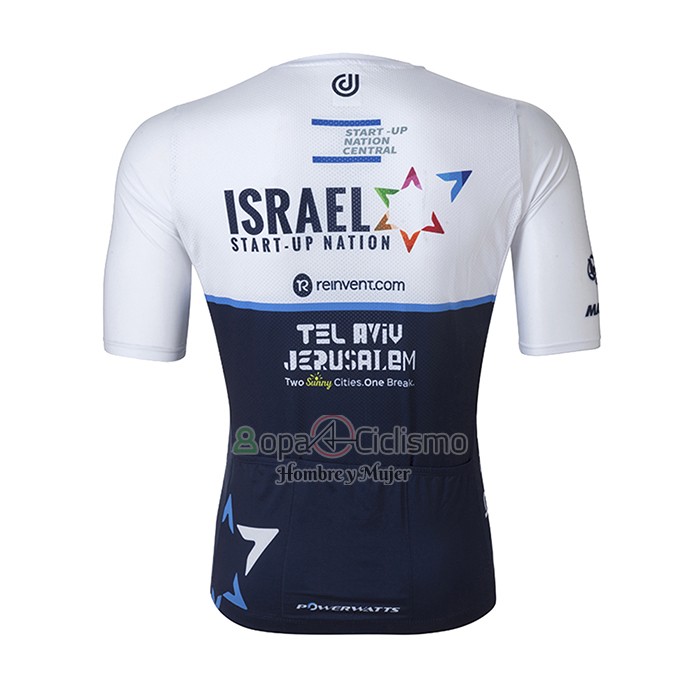 Israel Ciclismo Academy Ropa Ciclismo Culotte Corto 2021 Men Mangas Cortas Azule Blanco